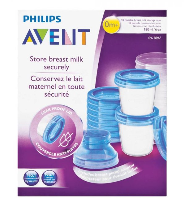 AVENT SET POTS DE CONSERVATION POUR LAIT MATERNEL 180 ML/6OZ SCF618/10