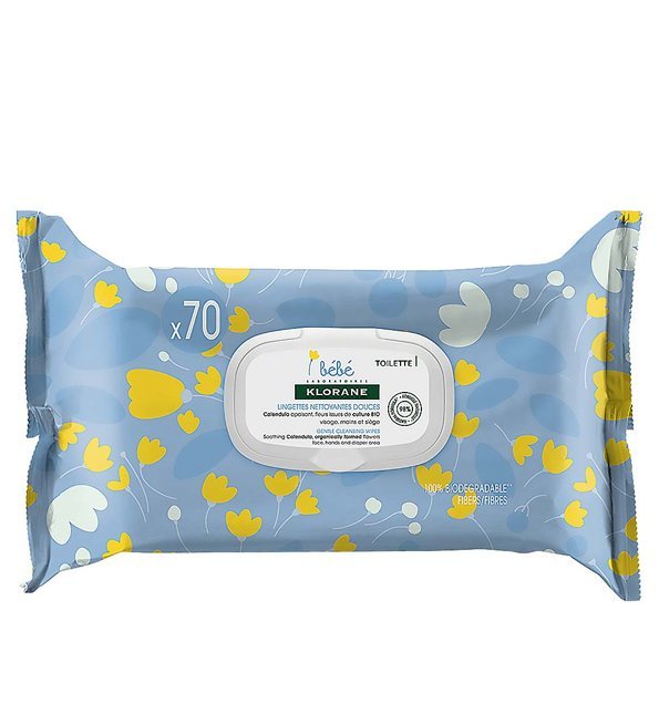 3282770105001-1.jpg Klorane - Lingettes nettoyantes douces pour le corps au Calendula apaisant - Bébé - Peau normale à sèche 70 u – Image 1