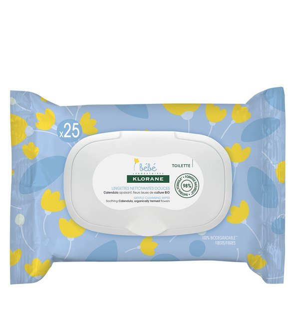 3282770114072-1.jpg Klorane - Lingettes nettoyantes douces pour le corps au Calendula apaisant - Bébé - Peau normale à sèche 25 u – Image 1