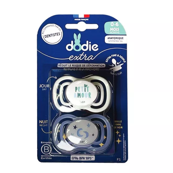 3700763512358-dodie-sucettes-anatomiques-f1-0-6-mois-f1-x2-3-1.webp Dodie Sucette 0-6mois Duo Extra Fine Jour Nuit F1 2358 – Image 1