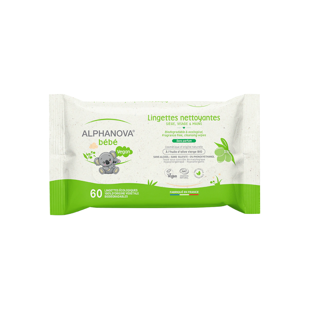 Alphanova-lingettes-nettoyantes-bebe-sans-parfums-60un.png Alphanova Lingettes Nettoyantes Bebe 60 unités – Image 1