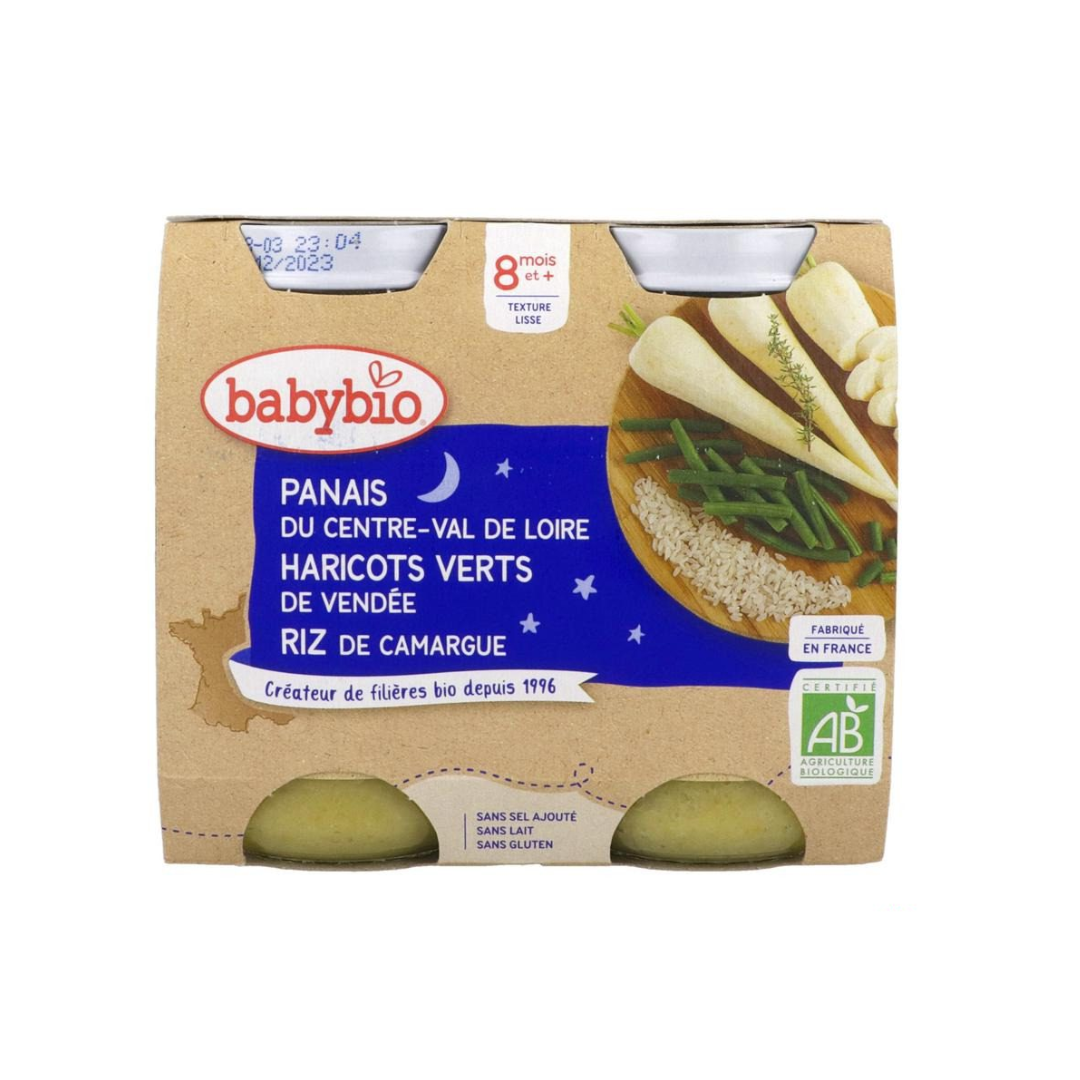 BABYBIO-POT-BONNE-NUIT-PANAIS-HARICOTS-VERTS.-RIZ-2200G-2.png BABYBIO POT BONNE NUIT PANAIS HARICOTS VERTS RIZ 2 x 200G – Image 1