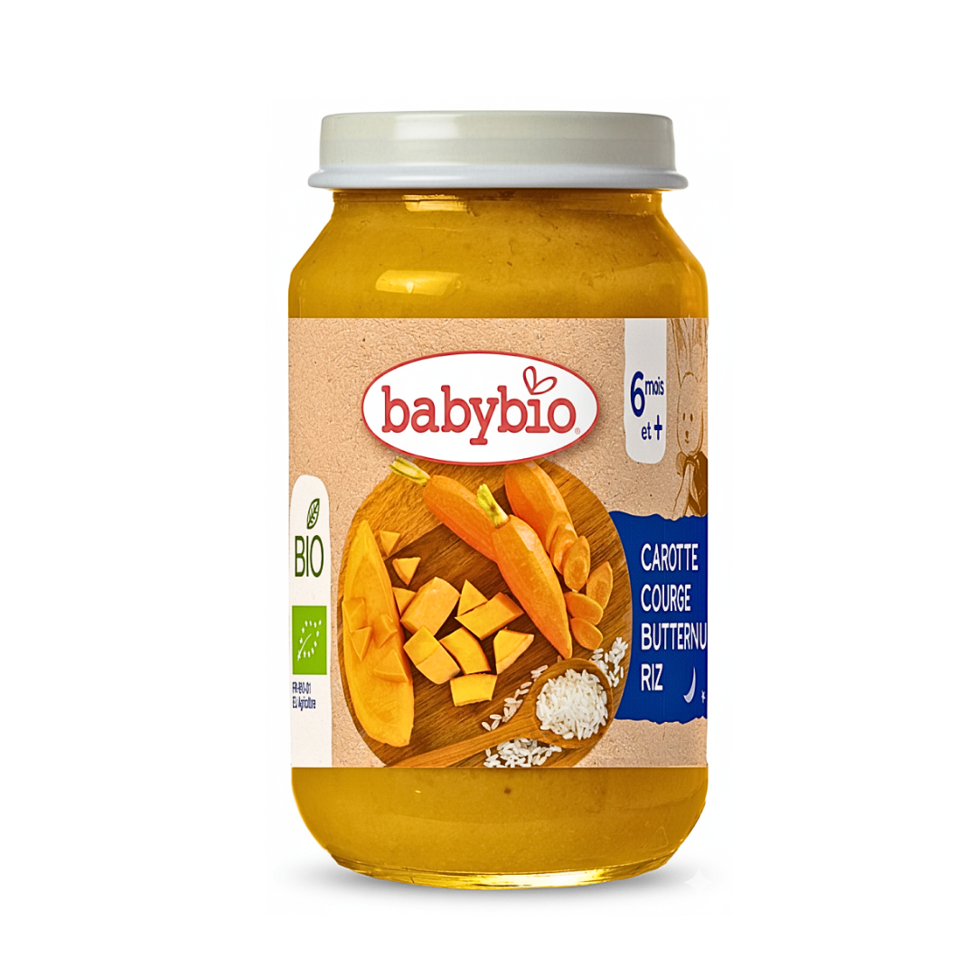 Babybio-Petit-Pot-Carotte-Courge-Butternut-Riz-200g-1.png Babybio Petit Pot Carotte Courge Butternut Riz 200g – Image 1