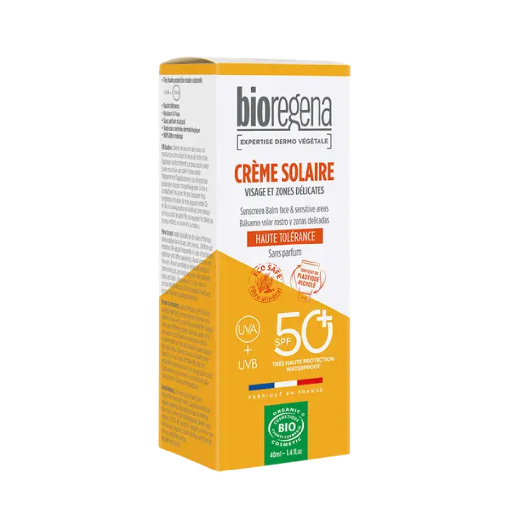 Bioregena-creme-solaire-adultes-sans-parfums-spf50-40ml.png Bioregena Creme Solaire Visage et Zones Délicates 40ml – Image 1