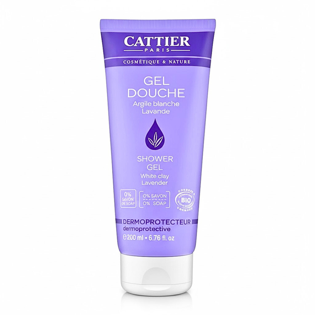Cattier-Gel-Douche-Argile-Blanche-Lavande-200ml-1.png Cattier Gel Douche Argile Blanche Lavande 200ml – Image 1