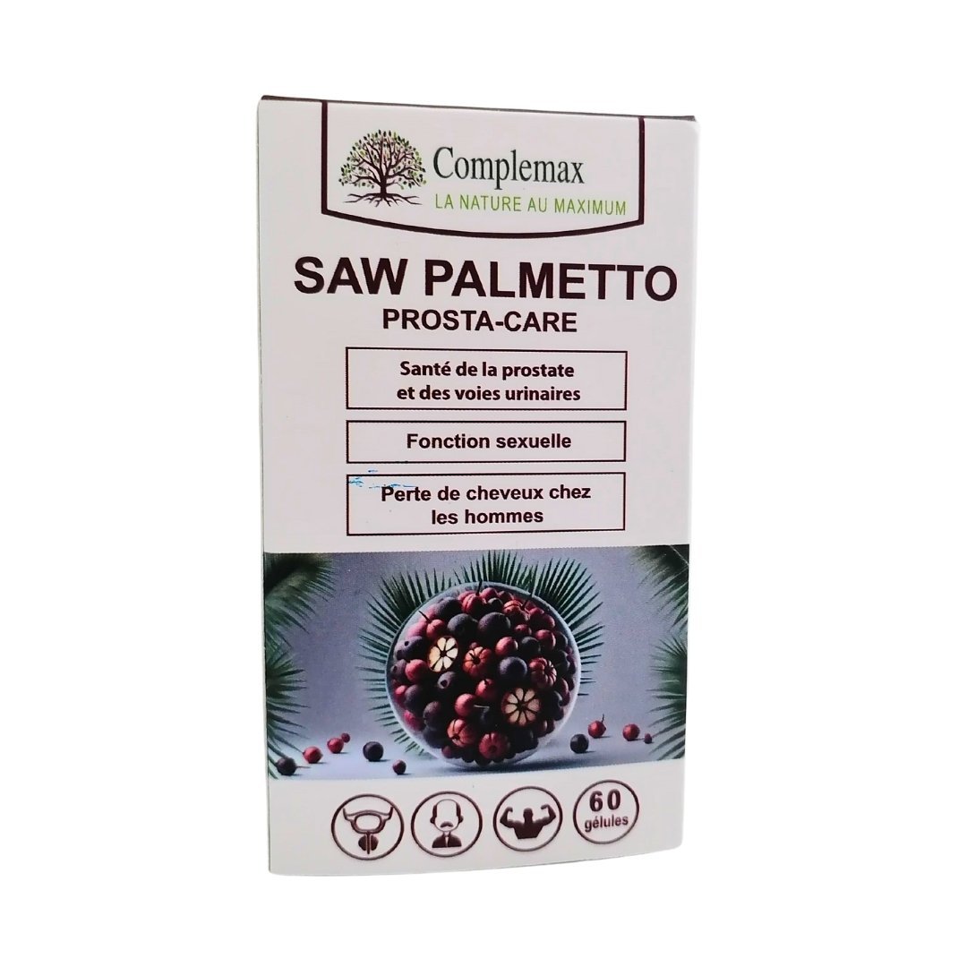 Complemax-Saw-Palmetto-60-gelules.jpg Complemax Saw Palmetto 60 Gelules – Image 1