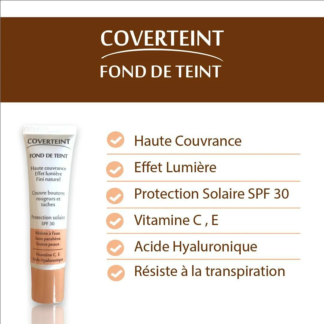 Coverteint-fond-de-teint-N°10-blanc-rose-spf30-30ml-8.png Coverteint Fond de Teint N°12 Beige Clair Spf30 30ml – Image 1