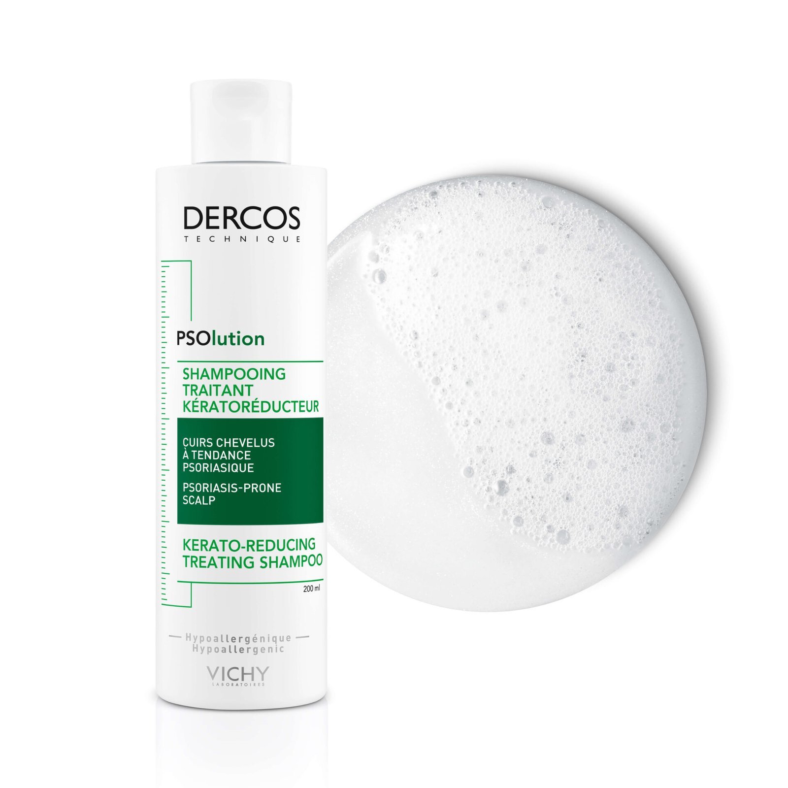 DERCOS-PSOLUTION-200ml-3337875787222-1-1.jpg VICHY | DERCOS TECHNIQUE | SHAMPOOING PSOLUTION Pour les cuirs chevelus à tendance psoriasique | 200ml – Image 1