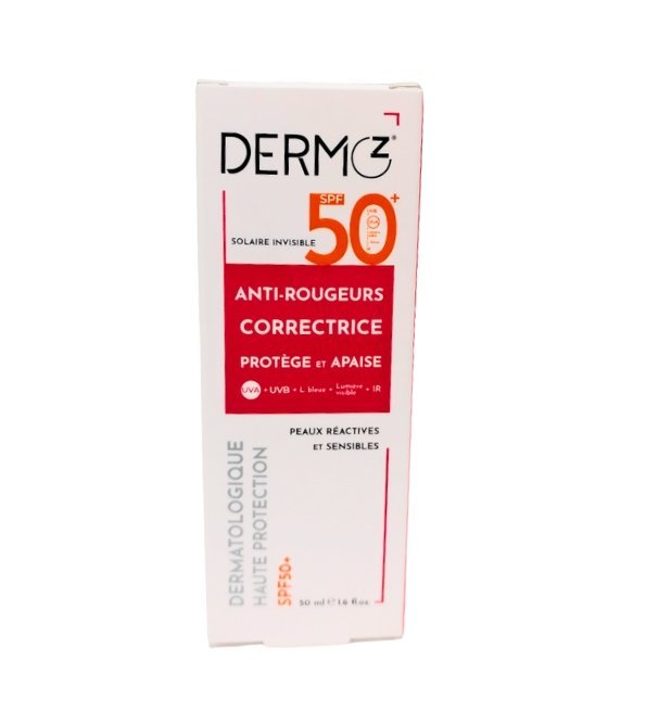 Dermoz-Ecran-invisible-AR-correctrice-spf50-50ml-1.jpg Dermoz Ecran Invisible Anti-Rougeurs Correctrice Spf50 50ml – Image 1