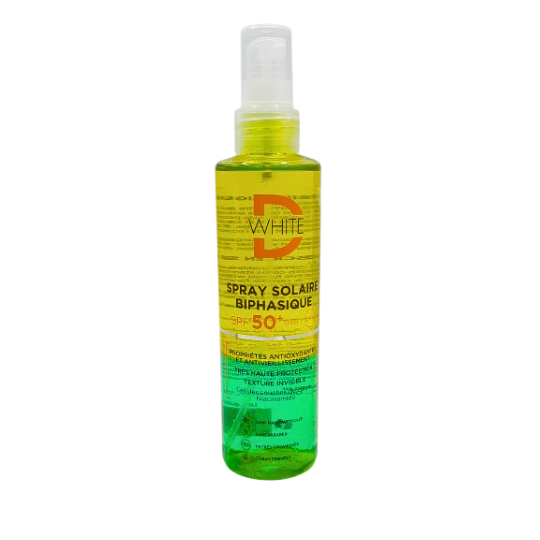 Dwhite-Spray-Solaire-Biphasique-spf50-200ml-1.png Dwhite Spray Solaire Biphasique spf50+ 200ml – Image 1