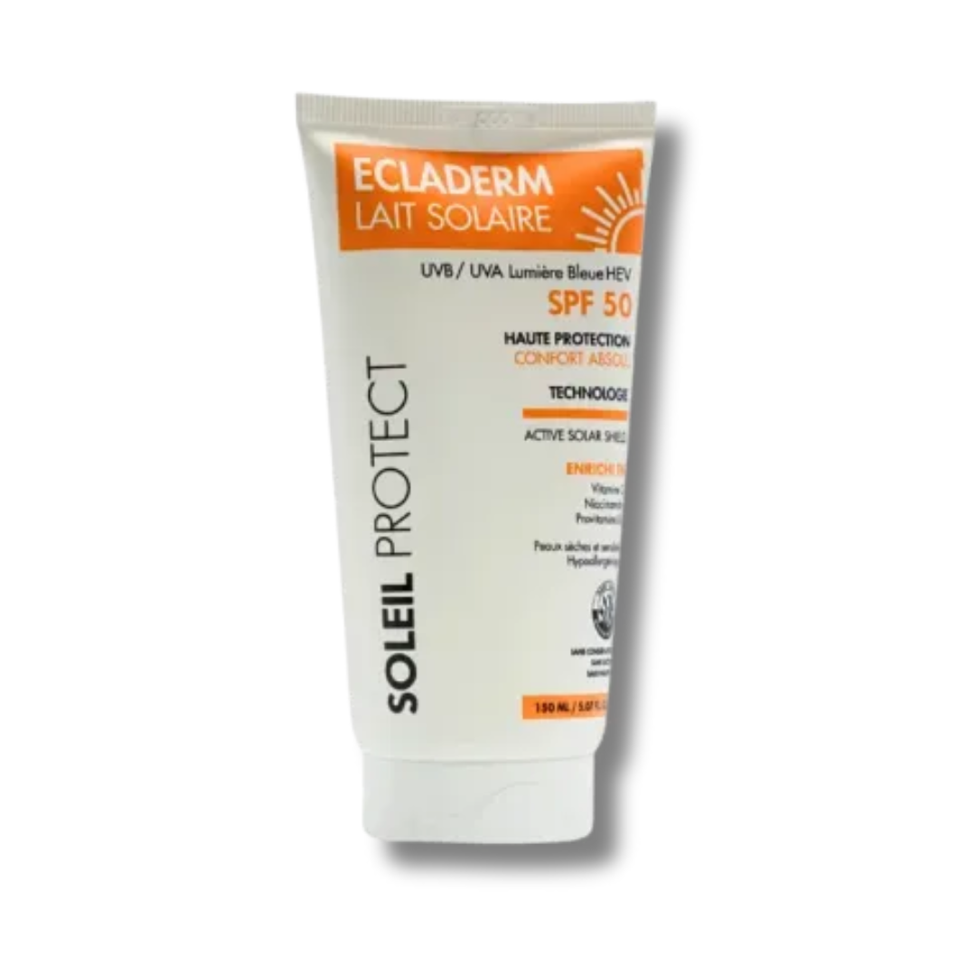 Ecladerm-Soleil-Protect-Lait-solaire-spf50-150ml-1.png Ecladerm Soleil Protect Lait Solaire Spf50 150ml – Image 1