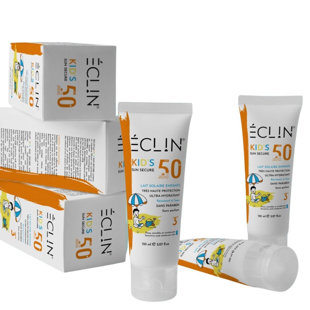 Eclin-Lait-solaire-kids-spf50-3ans-150ml-1.jpg Eclin Lait solaire kids spf50+ +3ans 150ml – Image 1