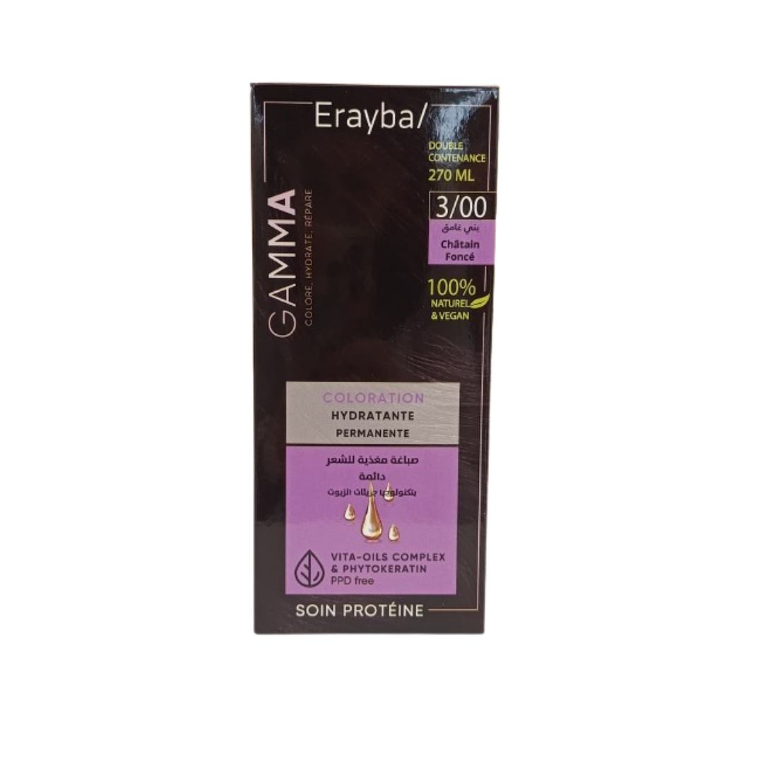 Elba-lait-bronzant-protecteur-spf30-100ml-2025-04-28T112323.751-1-1.png Erayba Gamma Coloration 3/00 Chatain fonce – Image 1