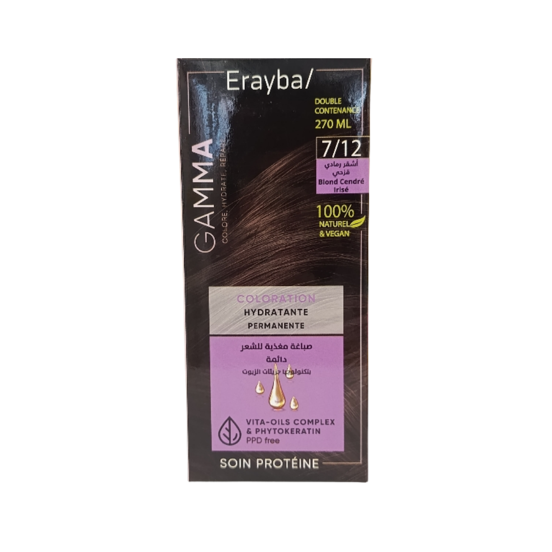Elba-lait-bronzant-protecteur-spf30-100ml-2025-04-28T124933.976-1.png Erayba Gamma Coloration 7/12 Blond Cendre Irise – Image 1