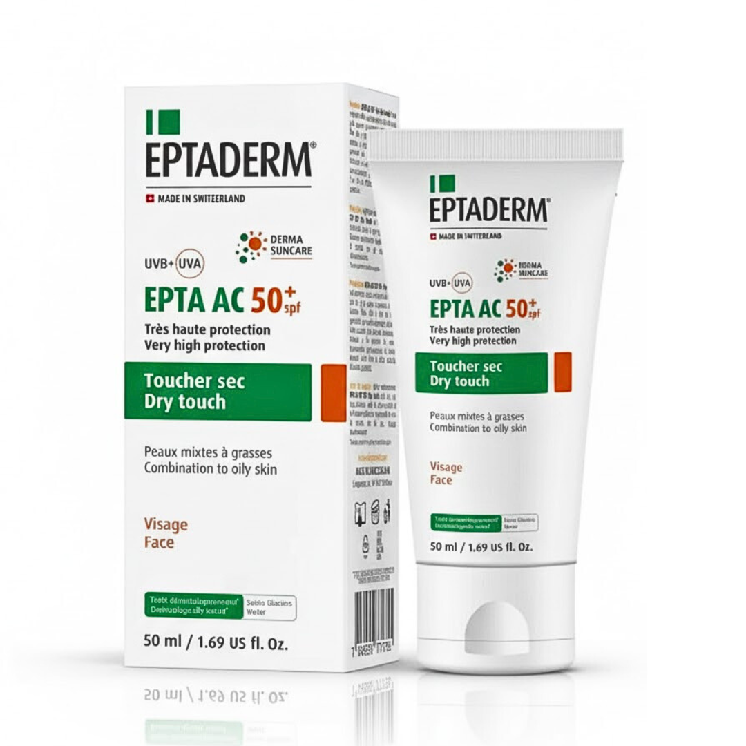 Epta-Ac-Ecran-Solaire-Toucher-Sec-spf50-50ml-1.png Eptaderm Epta Ac Ecran Solaire Toucher Sec Spf50+ 50ml – Image 1