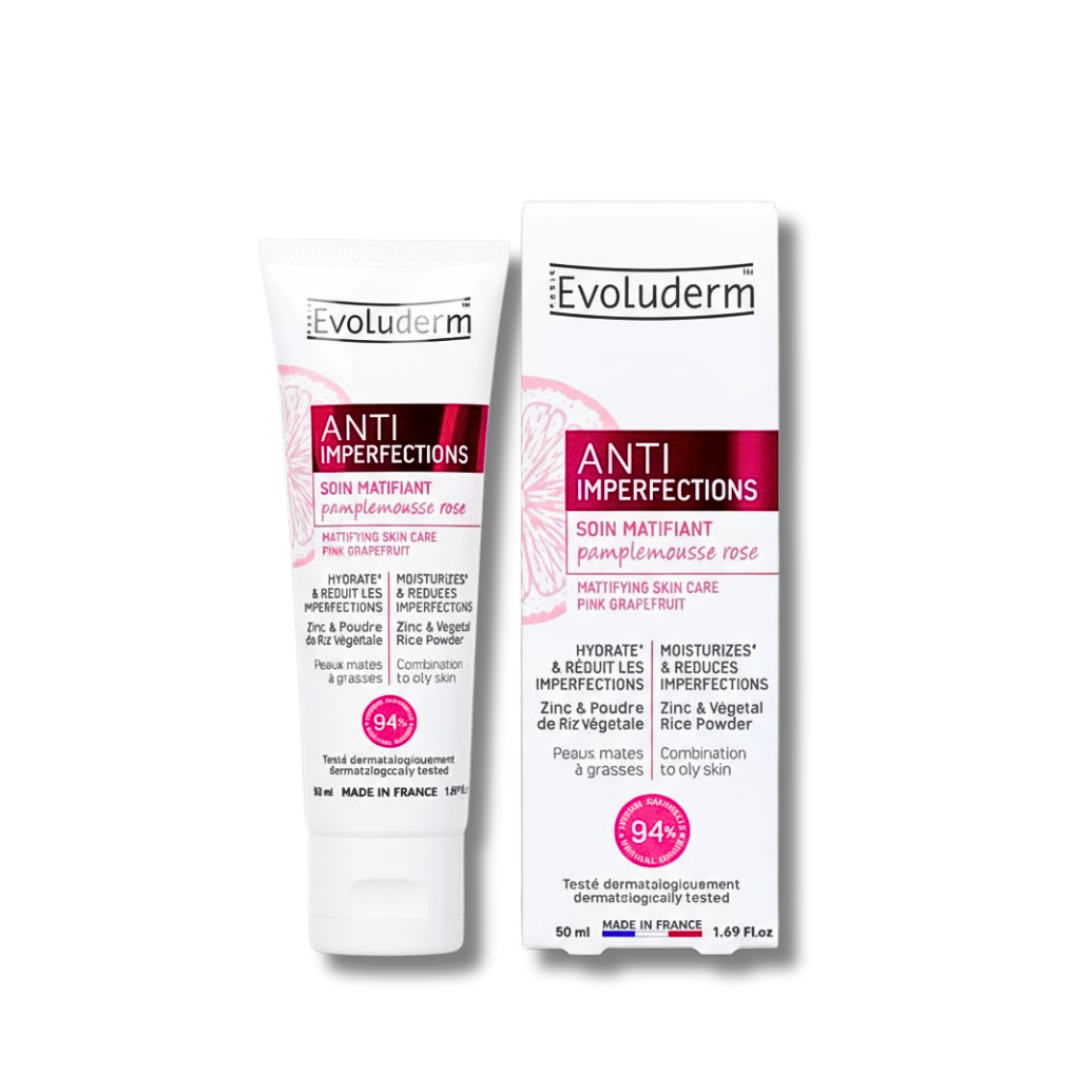 Evoluderm-2en1-MasqueNettoyant-Anti-Imperfection-150ml-1.png Evoluderm Anti-Imperfections Soin Matifiant 50ml – Image 1