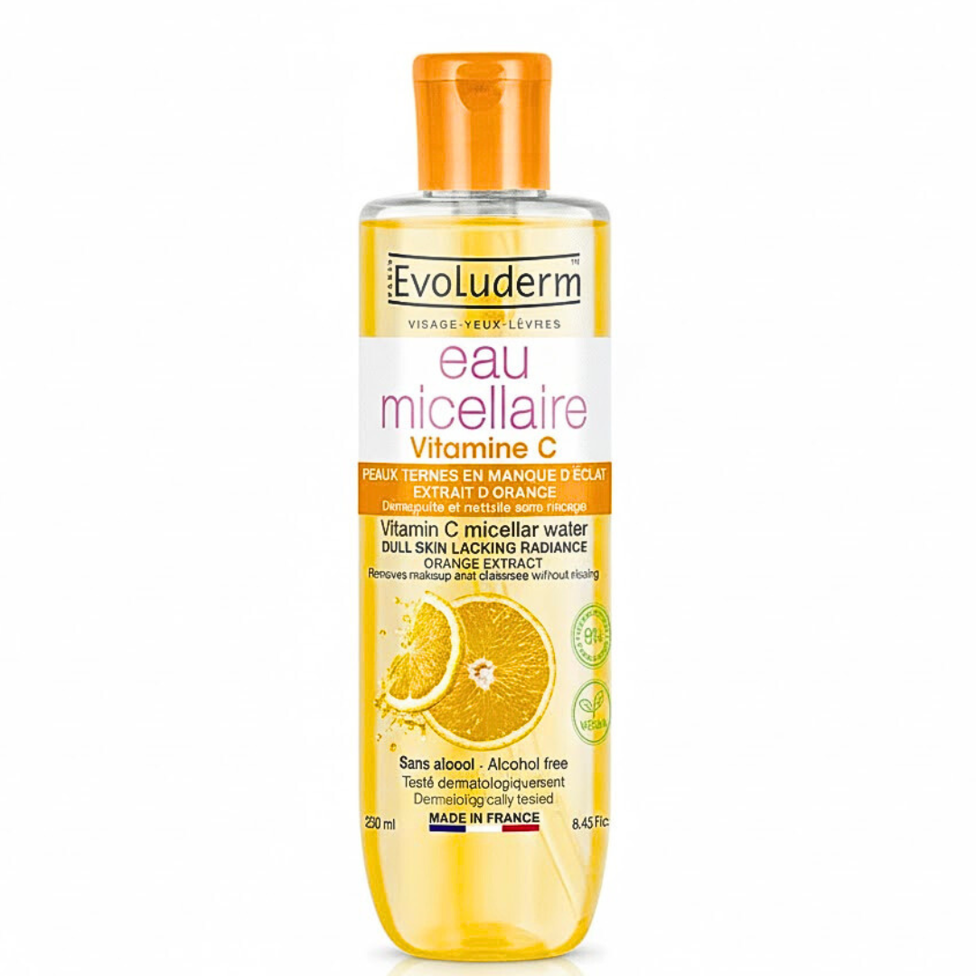 Evoluderm-Eau-Micellaire-Vitamine-C-250ml-1.png Evoluderm Eau Micellaire Vitamine C 250ml – Image 1