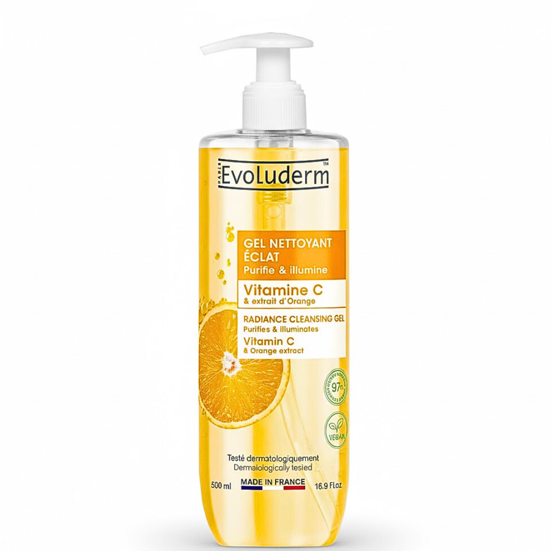Evoluderm-Gel-Nettoyant-Eclat-Vitamine-C-500ml-1.png Evoluderm Gel Nettoyant Eclat Vitamine C 500ml – Image 1