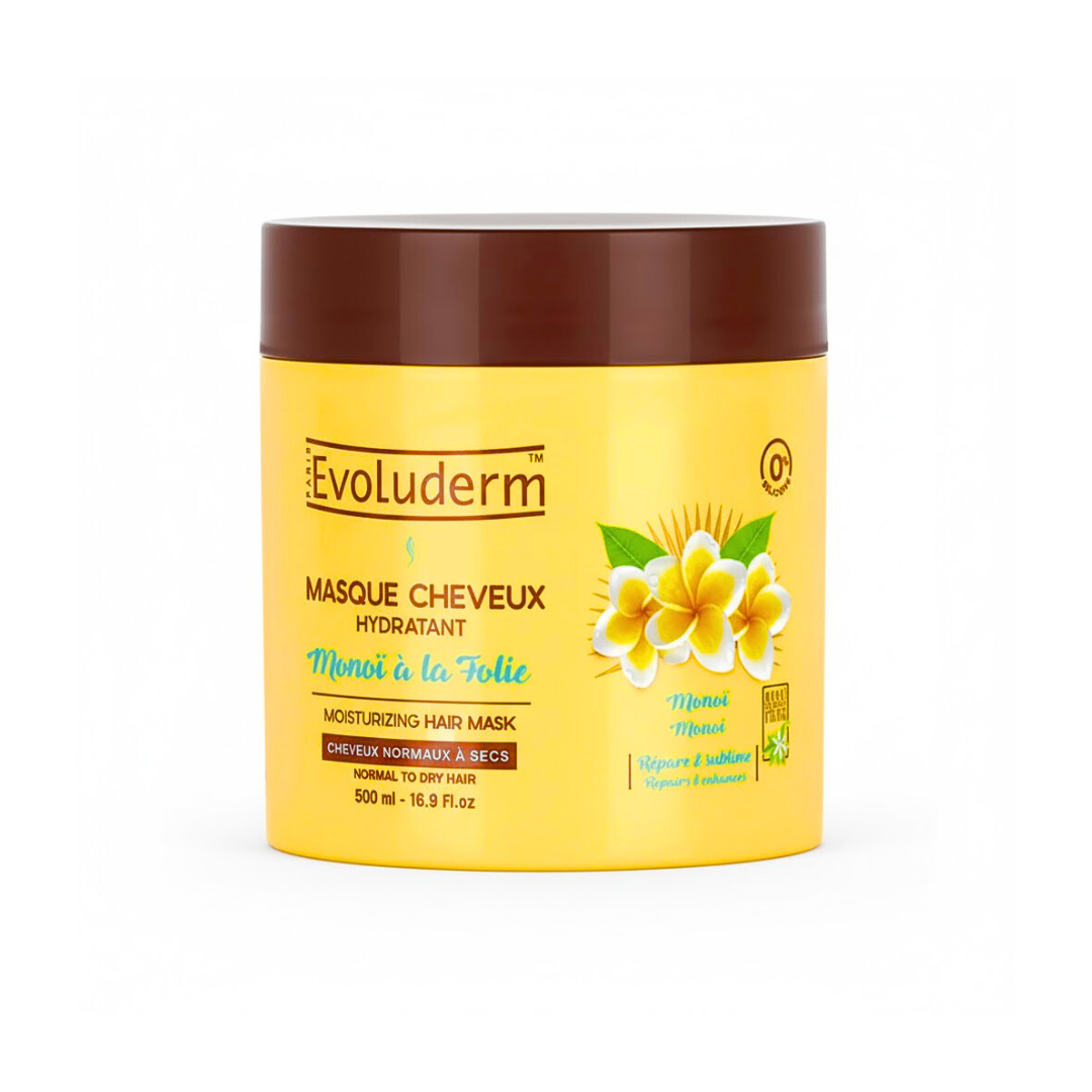 Evoluderm-Masque-Cheveux-Monoi-a-La-Folie-500ml-1.png Evoluderm Masque Cheveux Monoi A La Folie 500ml – Image 1