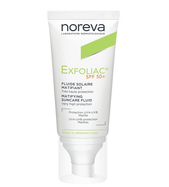 Exfoliac-fluide-spf50.jpg NOREVA EXFOLIAC FLUIDE SOLAIRE MATIFIANT SPF50+ 40ml – Image 1