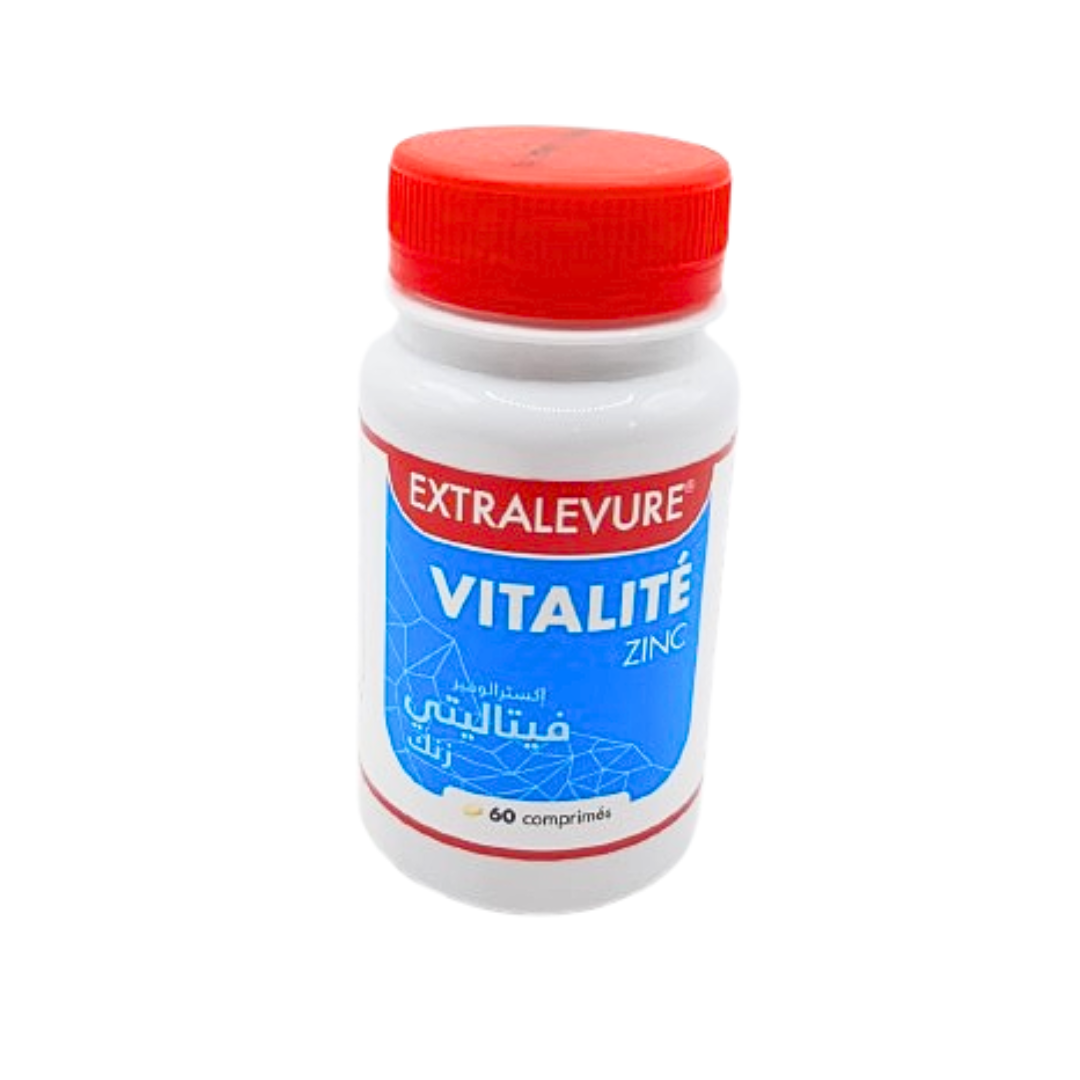 Extralevure-Vitalite-Zinc-60cmp-1.png Extralevure Vitalite Zinc 60 Comprime – Image 1