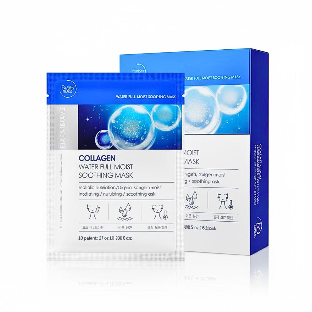 Farmstay-Collagen-Water-Full-Moist-Soothing-Mask-27ml-10sheets-1.png Farmstay Collagen Water Full Moist Soothing Mask 27ml 10 x Sheets – Image 1