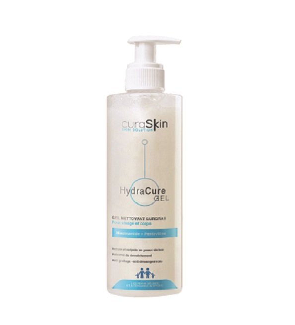 Flacon-Hydracure-surgras-200ml-copie.jpg CURASKIN HydraCure Gel Nettoyant Surgras 400ml – Image 1
