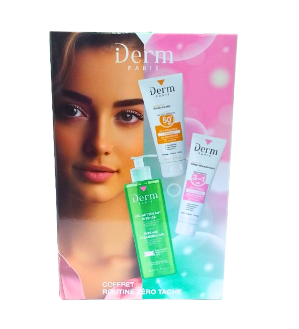 IDerm-Coffret-Routine-Zero-Tache-Gel-IntenseCr-depigmentanteEcran-1.png IDerm Coffret Routine Zero Tache Gel Intense+Creme depigmentante+Ecran – Image 1