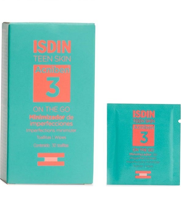Isdin-Acniben-3-on-the-go-lingettes-1.jpg ISDIN Teen Skin Acniben 3 On The Go Minimiseur d'Imperfections 30 Unités – Image 1