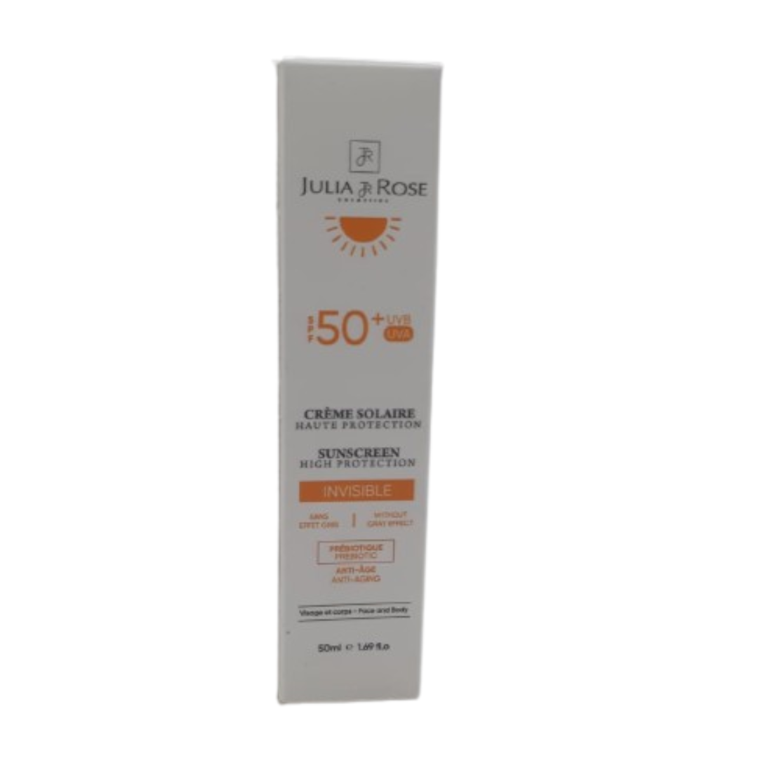 Julia-Rose-Creme-Solaire-Invisible-aux-Prebiotiques-spf50-50ml-1.png Julia & Rose Creme Solaire Invisible Aux Prebiotiques Spf50+ 50ml – Image 1