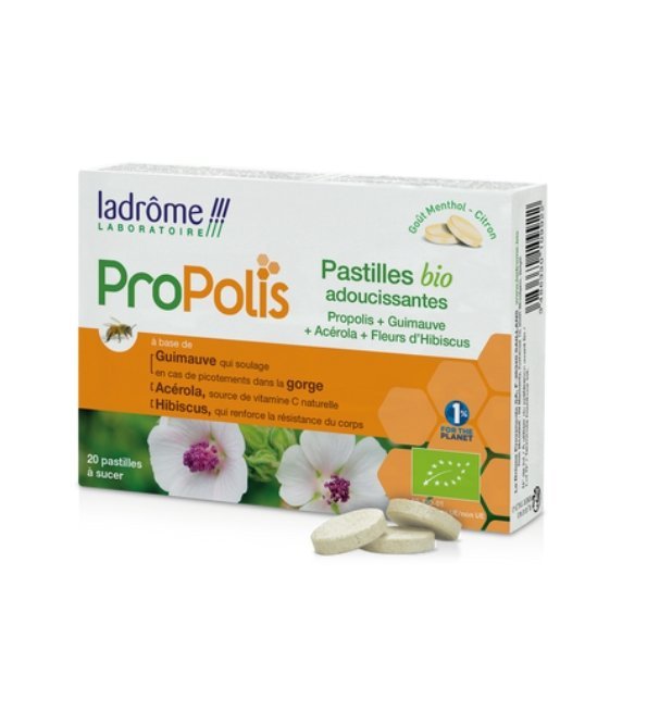 LADROME-PASTILLES-PROPOLIS-ADOUCISSANTES-20COMP-1.jpg LADROME PROPOLIS ADOUCISSANTES 20 PASTILLES – Image 1