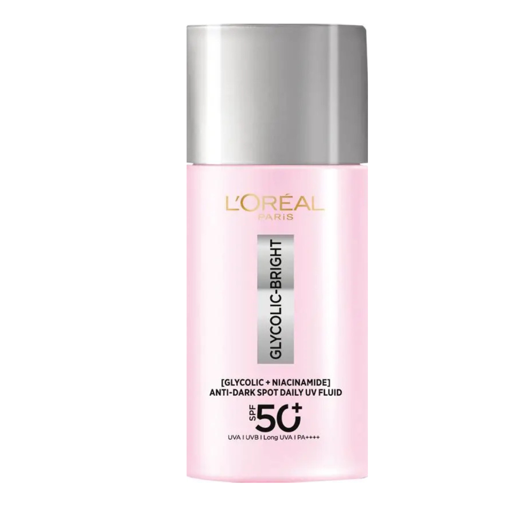LOreal-PARIS-Glycolic-Bright-Anti-dark-Spot-UV-spf50-50ml-1-1.png L'Oreal Paris Glycolic-Bright Fluide UV SPF 50+ PA++++ Anti-tâches 50ml – Image 1