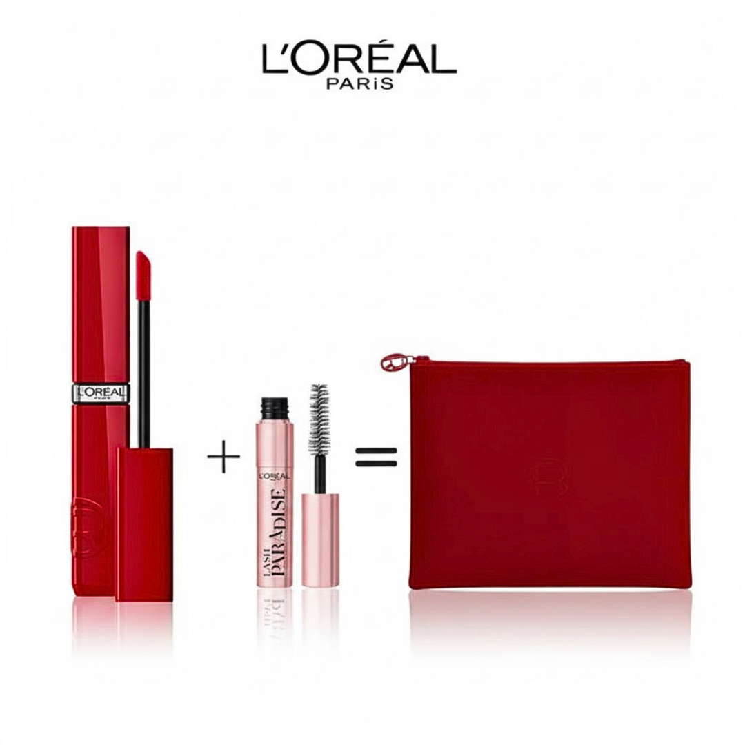 Loreal-Laque-Resistance-420-RougeMini-Lash-Paradise-Trouse-Roug-1.png L'Oreal Paris Laque Resistance 420 Rouge+Mini Lash Paradise +Trouse Rouge Pack – Image 1