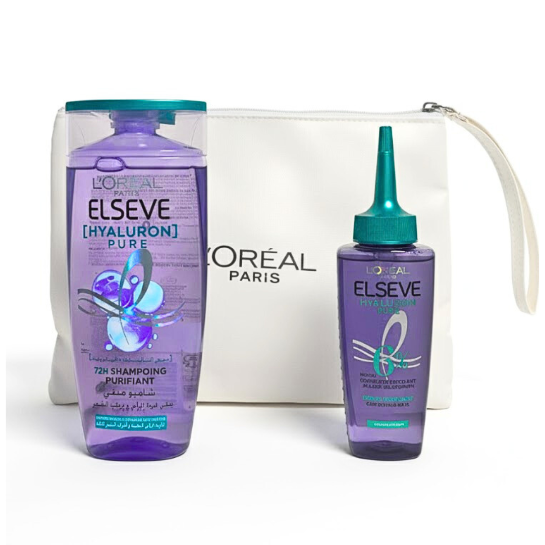 Loreal-Offre-Serum-HaShampoo-Hyaluron-200mlTrousse-Blanche-1.png L'Oreal Paris Elseve Serum Hyaluron+Shampoing Hyaluron 200ml+Trousse Blanche Pack – Image 1