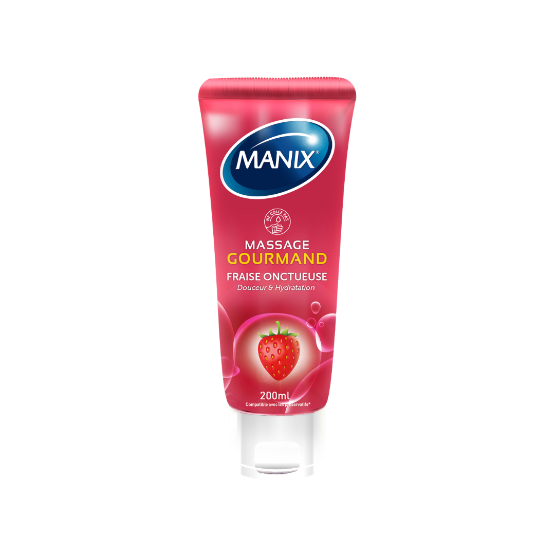 Manix-Massage-Gourmand-Fraise-200ml.png Manix Massage Gourmand Fraise - 200ml – Image 1