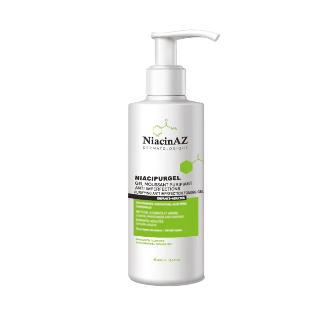 NiacinAZ-NIACIPURGEL-gel-moussant-purifiant-400ml-1.png NiacinAZ NIACIPURGEL Gel Moussant Purifiant 400ml – Image 1