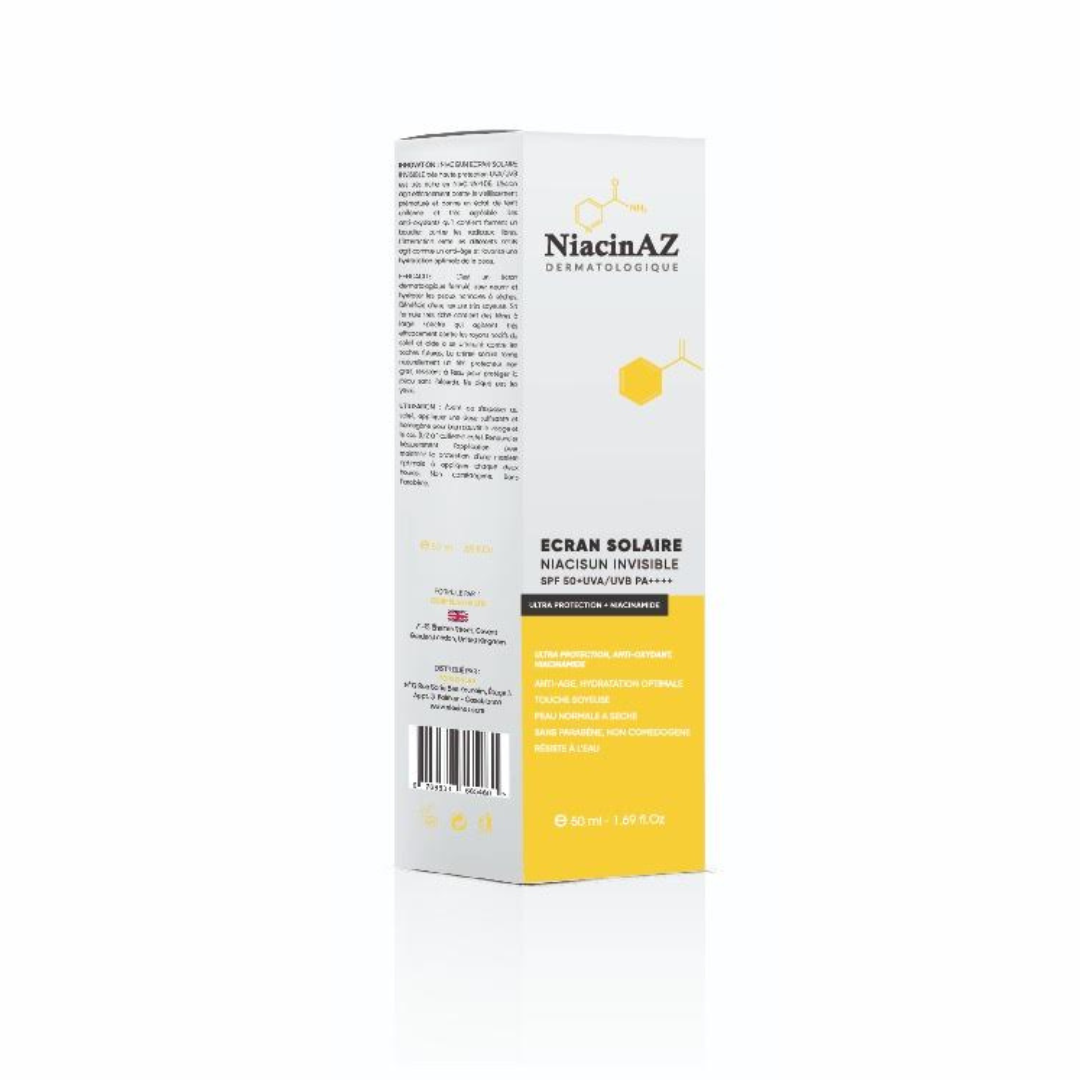 NiacinAZ-NIACISUN-Invisible-Ecran-solaire-50ml-1.png NiacinAZ NIACISUN Invisible Ecran solaire 50ml – Image 1