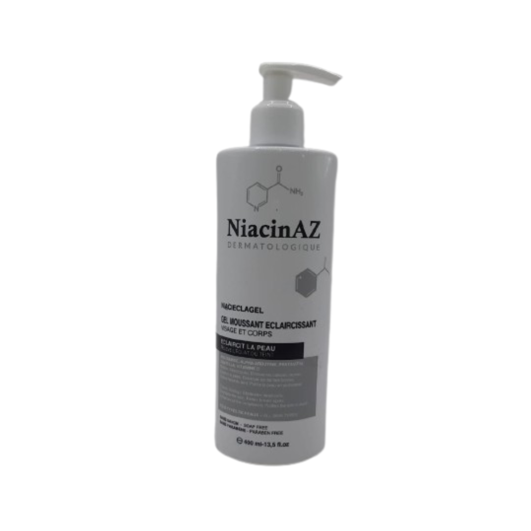 NiacinAZ-Niacieclagel-Gel-Moussant-Eclaircissant-400ml-1.png NiacinAZ Niacieclagel Gel Moussant Eclaircissant 400ml – Image 1