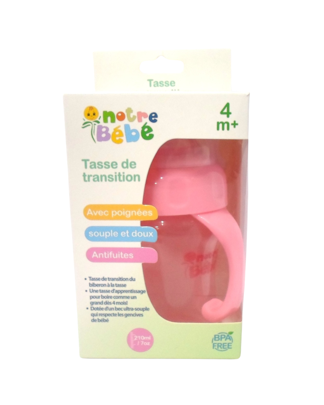 Notre-bebe-Tasse-de-transition-bec-souple-4m-210ml-2.png Notre Bebe Tasse de Transition +4m 210ml – Image 1