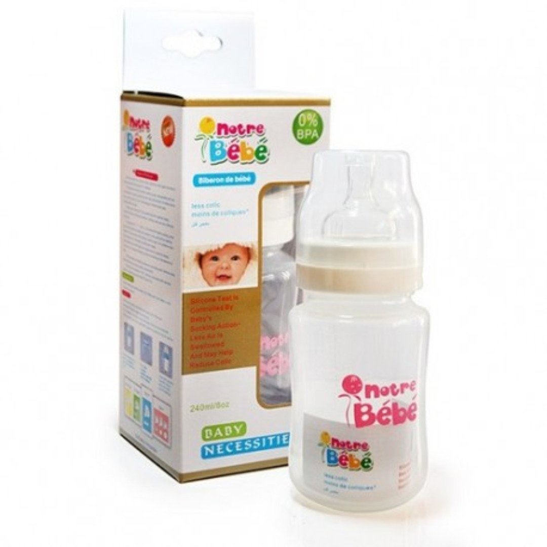 Notre-bebe-bib-simple-3m-Gm-240ml-1.jpg Notre Bebe Biberon Simple +3m 240ml – Image 1