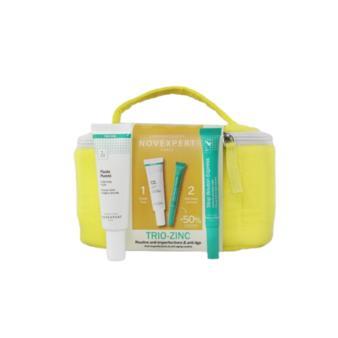 Novexpert-Fluide-Purete-trio-zinc-30mlstop-bouton-express-7ml-trousse-1.png Novexpert Fluide Purete Trio-Zinc 30ml+Stop Bouton Express 7ml Trousse – Image 1
