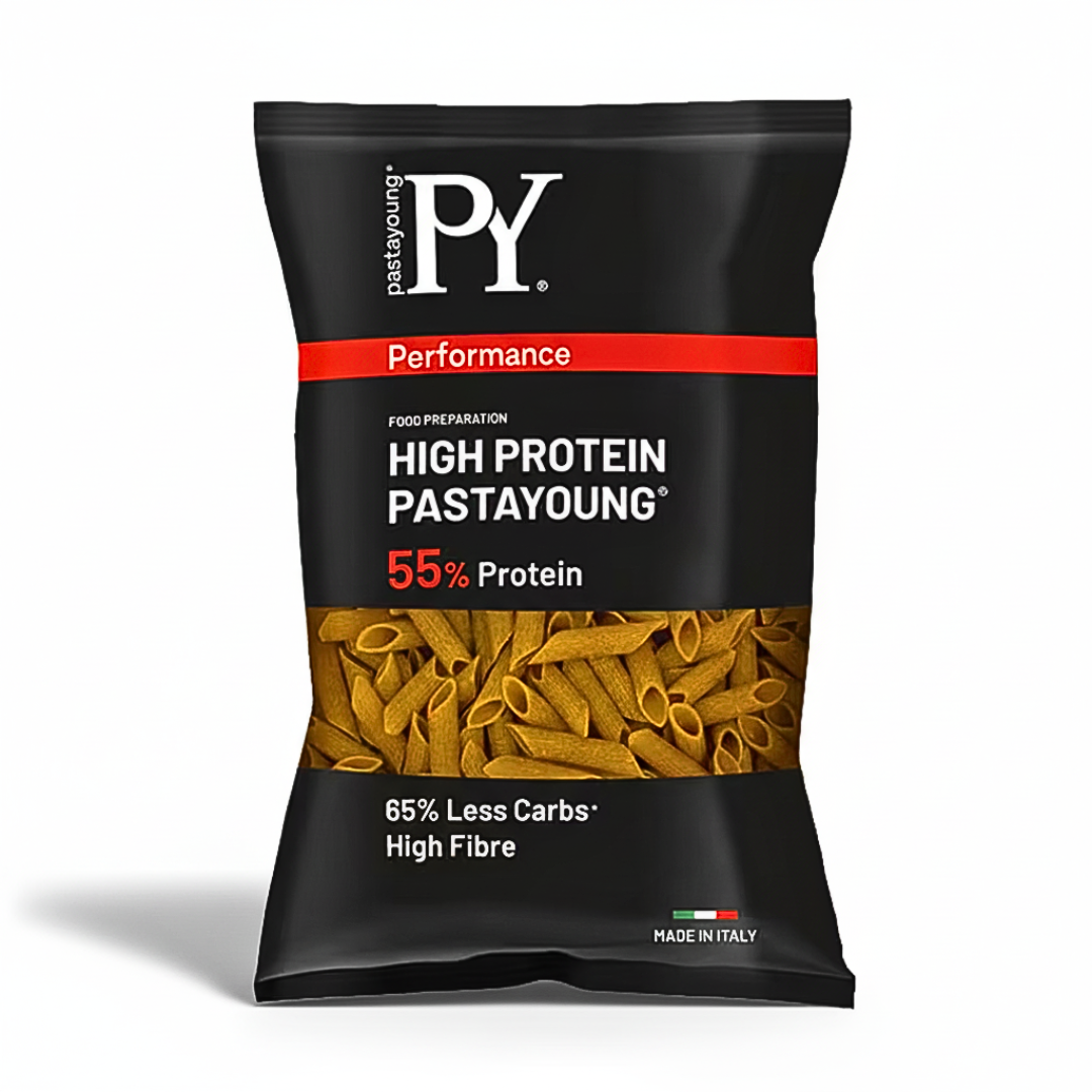 PY-Penne-Rigate-Protein-55-250g-1.png Pasta Young Penne Rigate Protein 55% 250g – Image 1