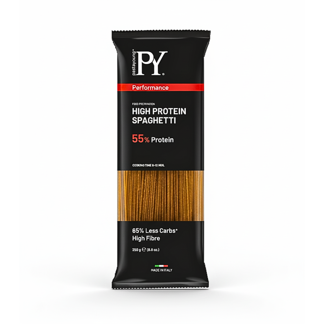 PY-Spaghetti-Proteine-55-200g-1.png Pasta Young Spaghetti Proteine 55% 200g – Image 1