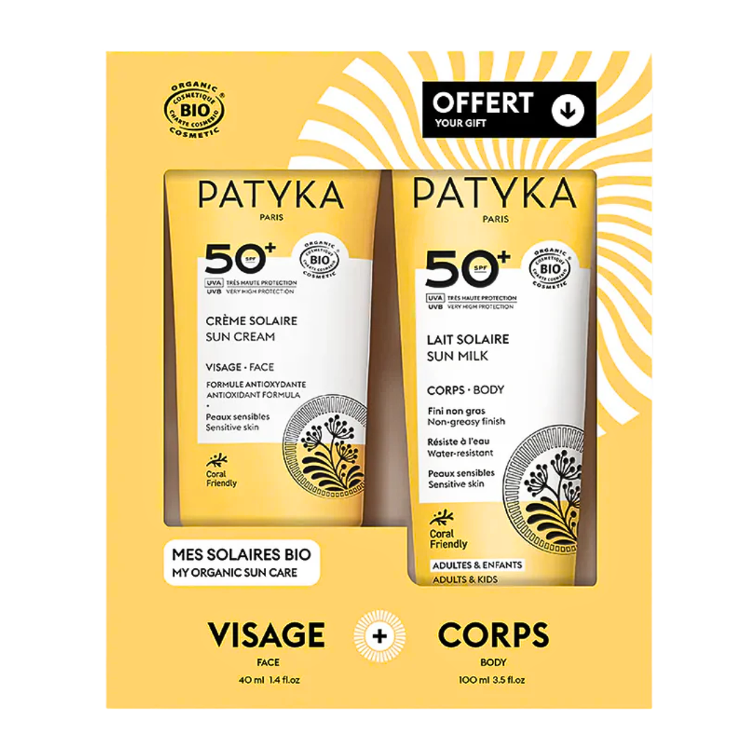 Patyka-Coffret-Creme-Solaire-Visage-Spf50Lait-Solaire-Corps-Spf50-2.png Patyka Creme Solaire Visage Spf50+Lait Solaire Corps Spf50 Coffret – Image 1