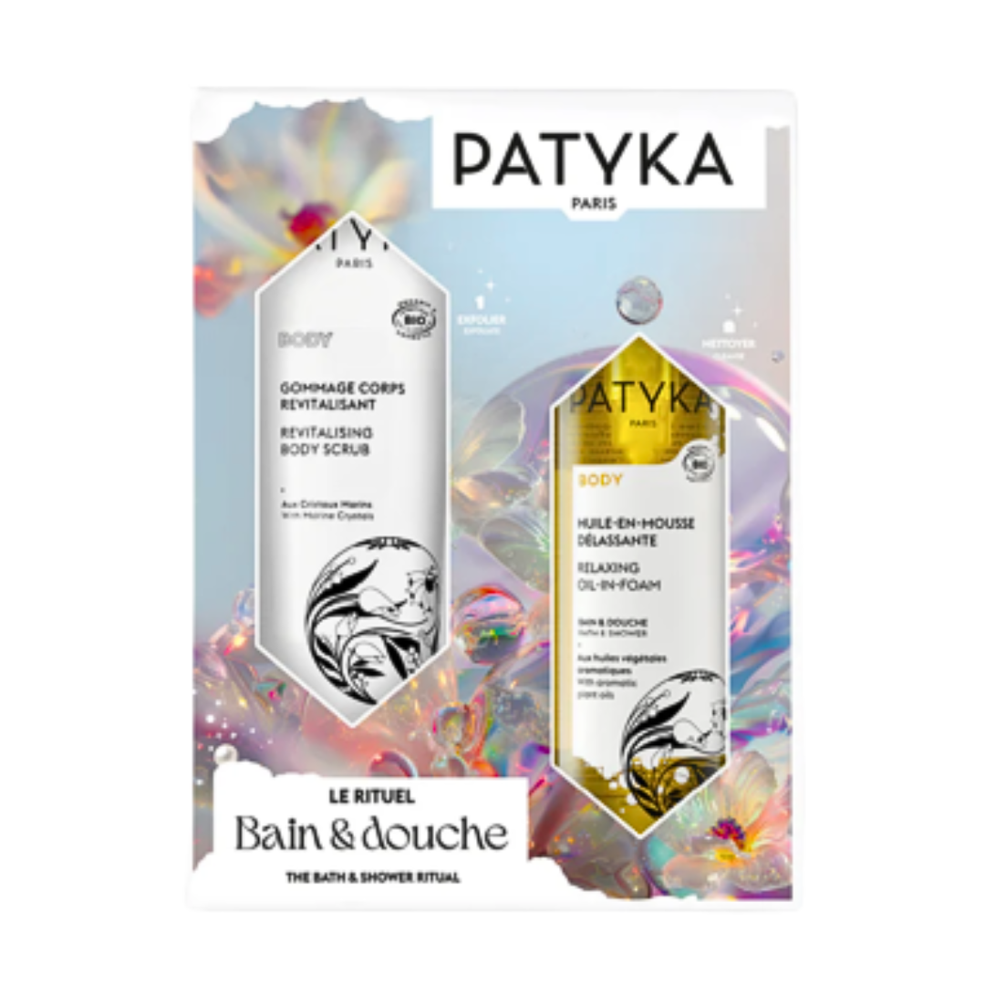 Patyka-Le-Rituel-Gommage-Corps-RevitalisantHuile-Mousse-Delassante.png Patyka Le Rituel Gommage Corps Revitalisant+Huile Mousse Delassante Coffret – Image 1