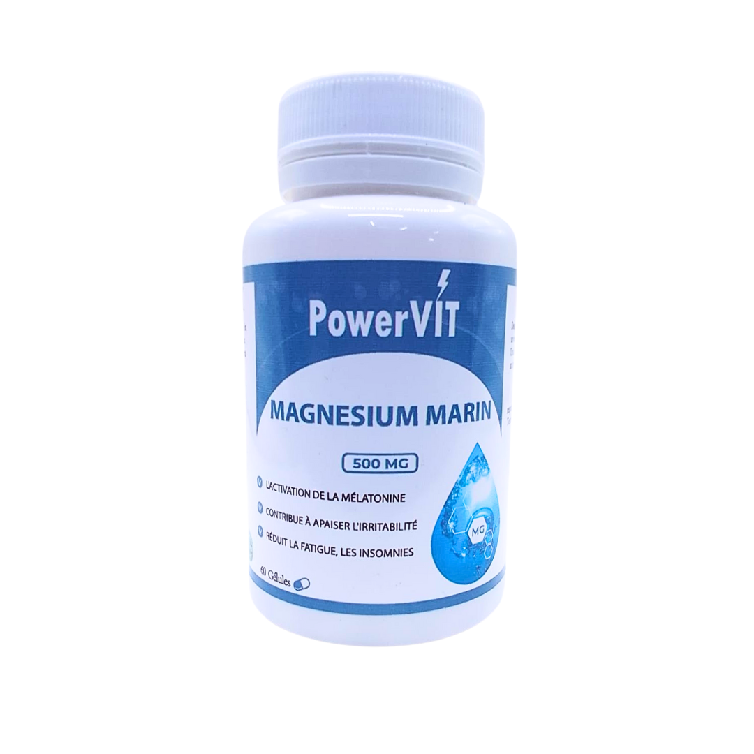 Powervit-Magnesium-Marin-500mg-60gelules-1.png PowerVit Magnesium Marin 500mg 60 Gelules – Image 1