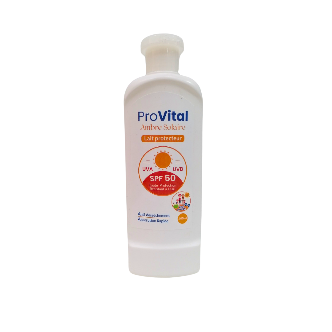 Pro-vital-ambre-solaire-lait-protecteur-spf50-200ml-1-1.png Pro Vital Ambre Solaire Lait Protecteur Spf50 200ml – Image 1