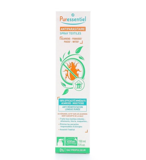 Puress-Assanissant-Spray-Textiles-Antiparasitaire-150ml-1.jpg Puressentiel Assanissant Spray Textiles Antiparasitaire 150ml – Image 1