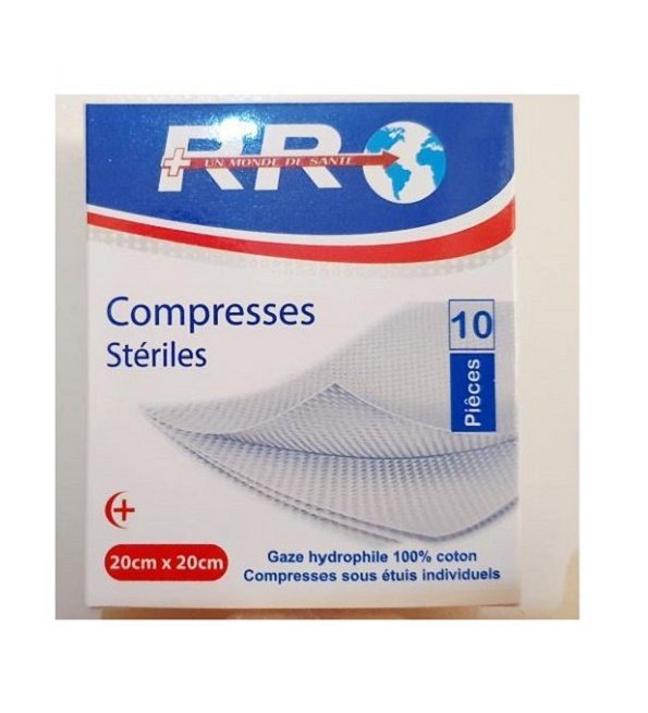 RR-Compresses-Steriles-20Cmx20Cm-10-Unites-1.jpg RR Compresse Steriles 20*20 Boite de 10 Pièces – Image 1