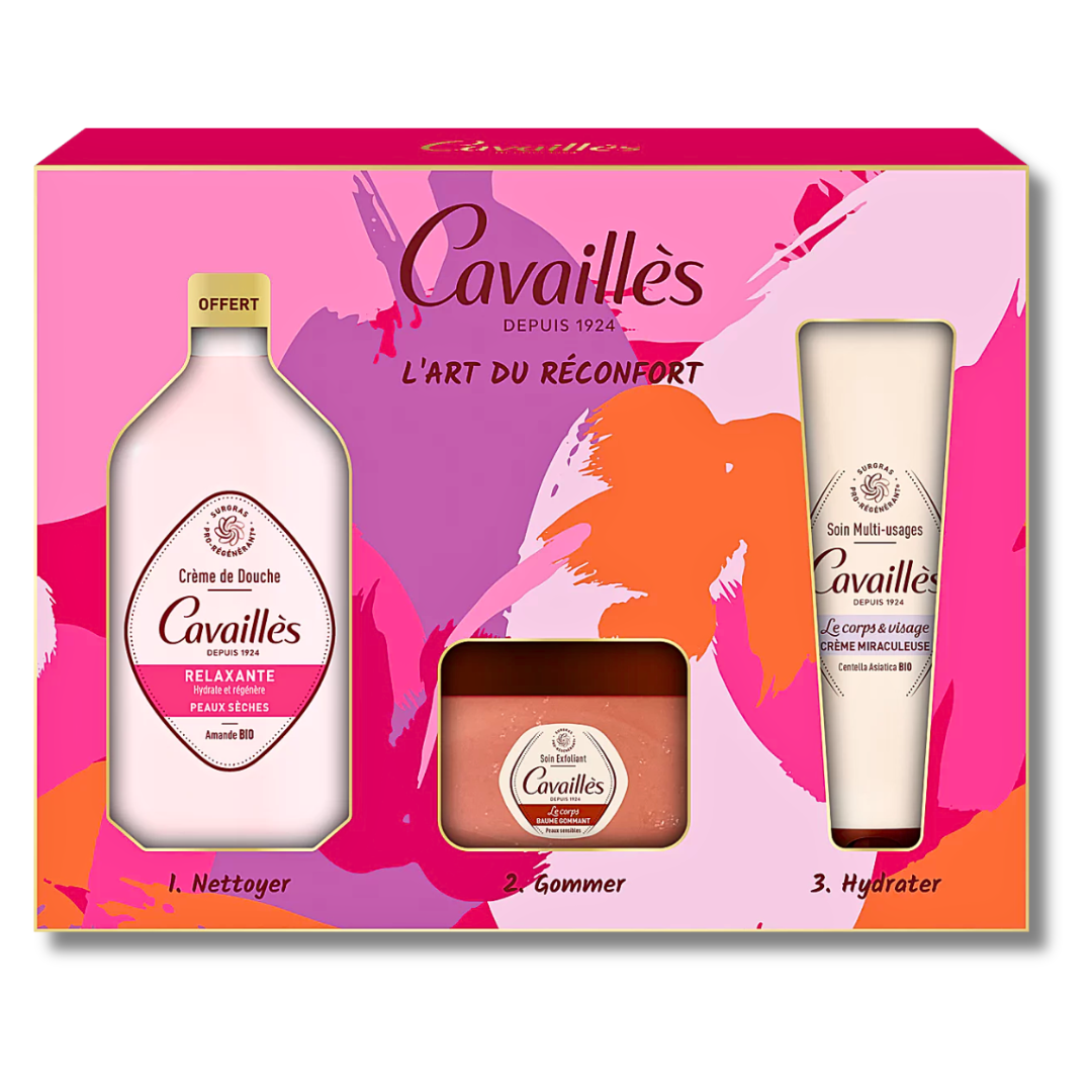 Rc-Coffret-Cr-Douche-RelaxantBaume-GommantCr-Miraculeuse-1-1.png Roge cavailles Creme Douche Relaxant+Baume Gommant+Creme Miraculeuse Coffret – Image 1